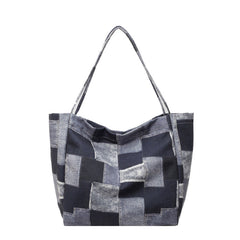 Women's Large Capacity Denim Color-contrast Shoulder Handbag