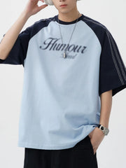 Men's Letter Round Neck Half Sleeve T-Shirt