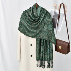 Paisley Patterned Raw Hem Scarf