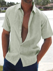 Short Sleeve Men's Shirt �Big Size Button Front Top
