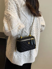 Tweed Crossbody Bag with Chain Strap