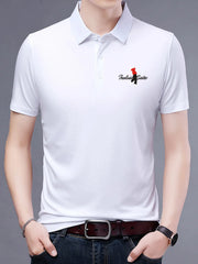 Men's Plus Size Embroidered Detail Short Sleeve Polo