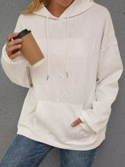 Casual Full Size Embossed Lettering Hoodie Plus Size