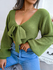 Tie-Front Cropped Sweater