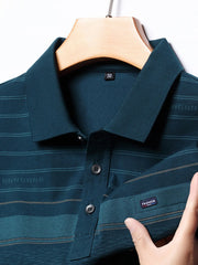 Men's Plus Size Office-Ready Striped Polo �Casual & Smart Look