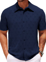 Men's Plus Size Short Sleeve Button-Up Shirt �Relaxed Fit Casual Collared Shirt for Big and Tall