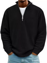 Men's Full Size Corduroy Quarter Zip Pullover Sweatshirt Plus Size