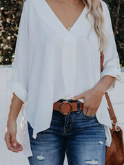 Elegant V-Neck Long Sleeve Blouse