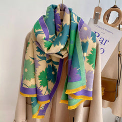 Cozy Floral Print Winter Scarf