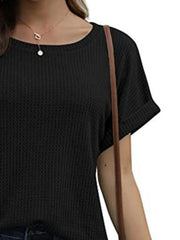Full Size Waffle Knit Relaxed Fit T-Shirt Plus Size