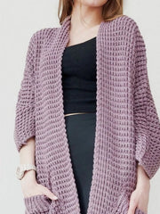 Full Size Chunky Knit Open Front Cardigan Plus Size