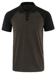 Men's Casual Raglan Sleeve Two-Tone Polo Shirt