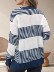 Bow Accent Round‑Neck Long Sleeve Knit Pullover