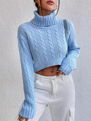 Classic cable-knit turtleneck long sleeve sweater