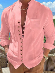 Full Size Men's Collared Shirt �Long Sleeve Button Down