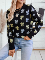 Clover Round Neck Long Sleeve Sweater