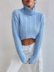Classic cable-knit turtleneck long sleeve sweater