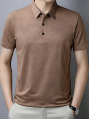 Men's Plus Size Breathable Short Sleeve Geometric Polo