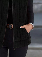 Full Size Fleece Zip-Up Vest Coat Plus Size