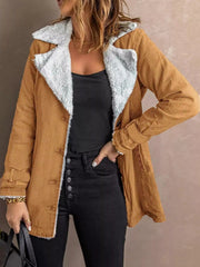 Full Size Sherpa Lined Button Up Outerwear Plus Size