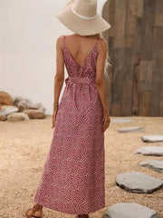 Slit Printed Surplice Midi Dress