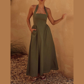 Halter Neck Maxi Dress with Pockets