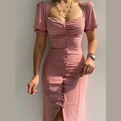 Sweetheart Neck Short Sleeve Dress