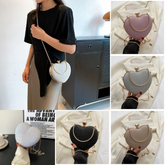 Evening Heart Shape Metal Clutches Chain Shoulder Crossbody Bag