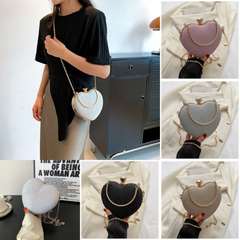 Evening Heart Shape Metal Clutches Chain Shoulder Crossbody Bag