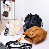 Printed Bucket PU Multi Layer Soft Leather Women's Fashion Simple Shoulder Crossbody Bag