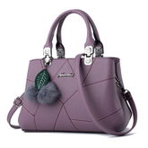 Ladies Fashion Geometric Print Shoulder Messenger Handbags With Ball Pendant
