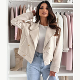 Double-Breasted Lapel Collar Jacket