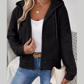 Textured Zip-Up Hooded Jacket