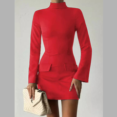 Mock Neck Long Sleeve Bodycon Dress