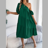 Single Shoulder Tiered Dress