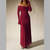 Glitter Off-Shoulder Maxi Dress