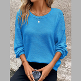 Plus Size Relaxed Fit Waffle Knit Round Neck T-Shirt
