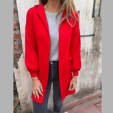 Full Size Open Front Drop Shoulder Hooded Cardigan Plus Size