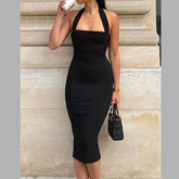 Halter Neck Bodycon Midi Dress