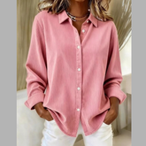 Full Size Casual Corduroy Button-Down Shirt Plus Size