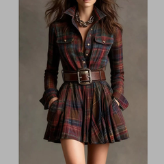 Button Front Long Sleeve Shirt Dress
