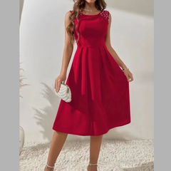 Pearl Detail Sleeveless Midi Dress