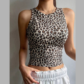 Leopard Ribbed Knit Tank