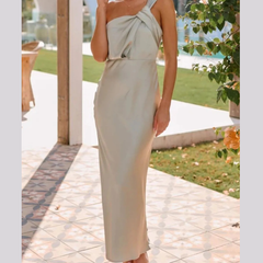 Knotted Single Shoulder Maxi Dress