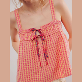 Tied Front Textured Square Neck Cami
