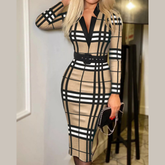 Full Size Notched Long Sleeve Dress Plus Size