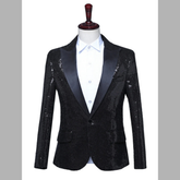 Men's Full Size Sequin One Button Long Sleeve Blazer Plus Size