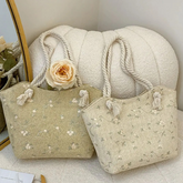 New And Simple Straw Lace Flower Fashion Large Capacity Women Shoulder Handbag