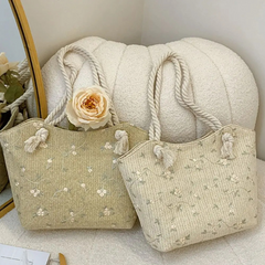 New And Simple Straw Lace Flower Fashion Large Capacity Women Shoulder Handbag