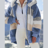 Full Size Fuzzy Zip Up Hooded Outerwear Plus Size